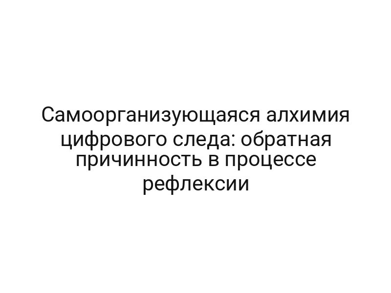 Самоорганизующаяся алхимия цифрового следа: обратная причинность в процессе рефлексии